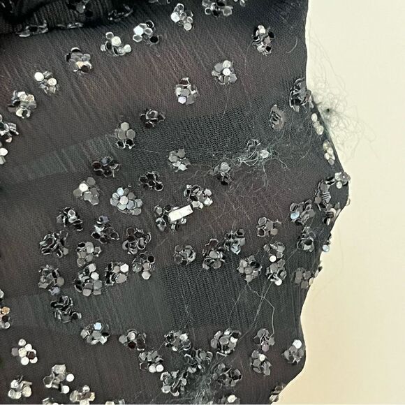 CFTC Studio Vintage 80’s Black Silk Beaded Evening Top M - Picture 10 of 10